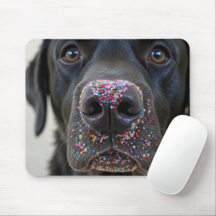 Sprinklen auf einer schwarzen Labrador-Retriever-N Mousepad