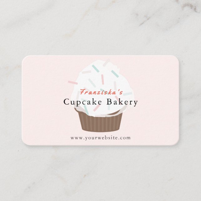Sprinklen Cupcake Blush Pink Bäckerei Business Car Visitenkarte (Vorderseite)