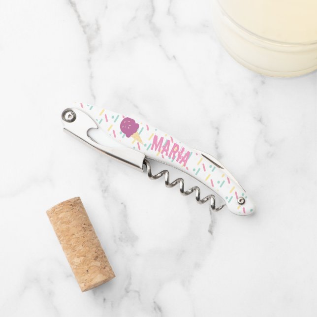 Sprinklen Eiscreme farbenfrohe Monogramm Kellnermesser (Vorderseite)