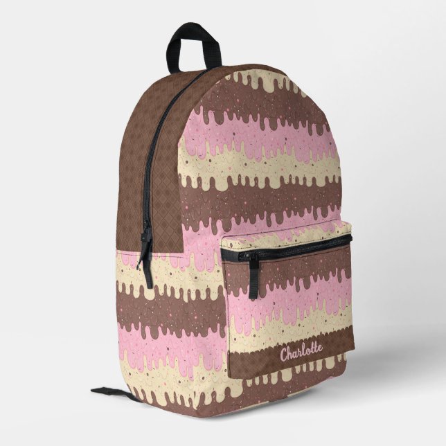 Sprinklen und Neapolitaneis Bedruckter Rucksack (Rückseitige Ecke links)