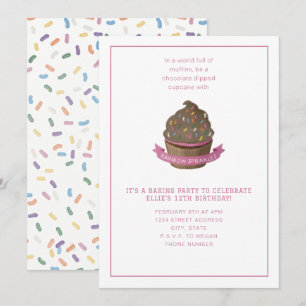 Sprinklen und Party Einladung des Kuchenbackens