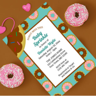 Sprinkler Donuts Aqua Blue Retro Baby Sprinkle Einladung