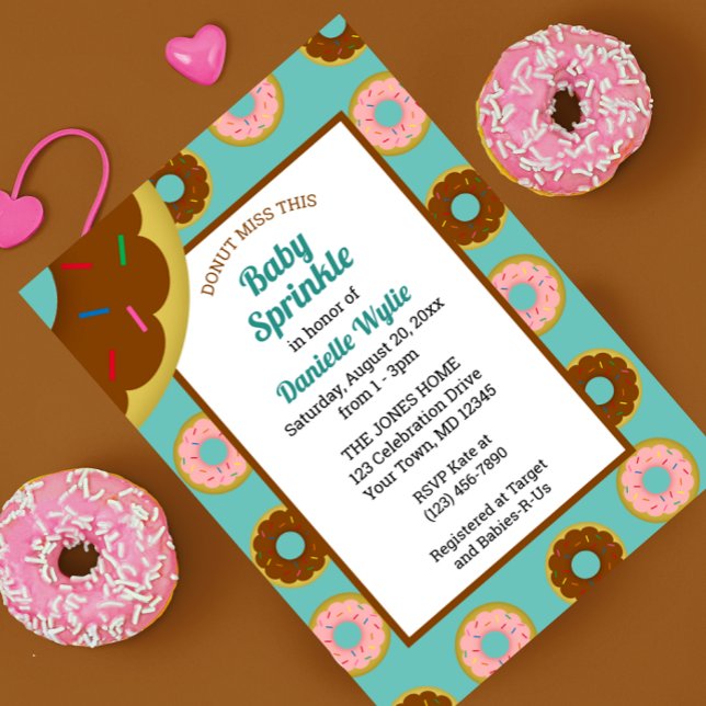 Sprinkler Donuts Aqua Blue Retro Baby Sprinkle Einladung (Von Creator hochgeladen)