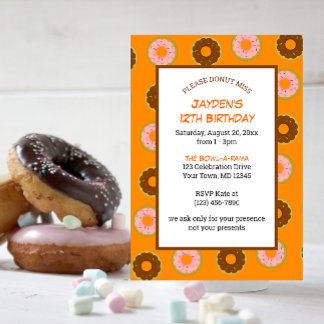 Sprinkler Donuts Jeder Anlass Orange Kleines Party Einladung