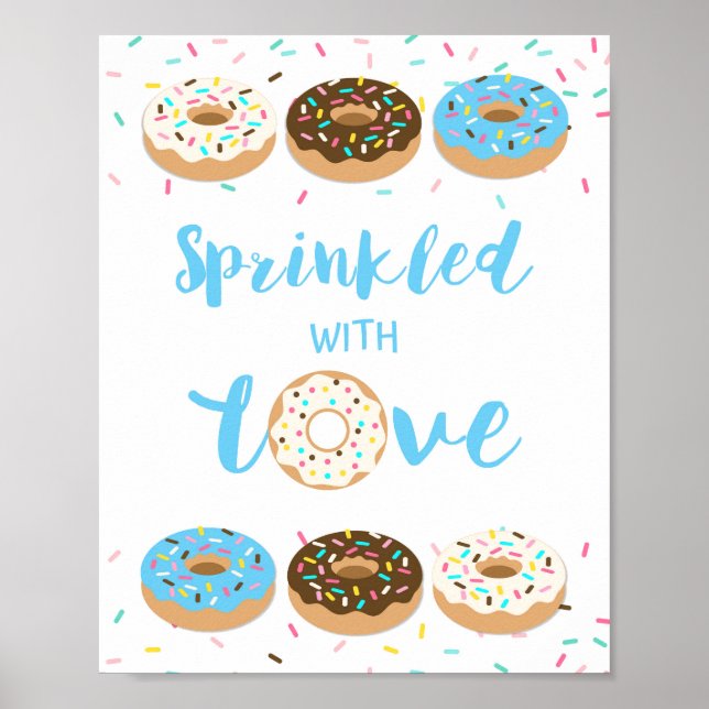 Sprinkler mit Liebe Baby Dusche Schild Blue Donuts (Vorne)