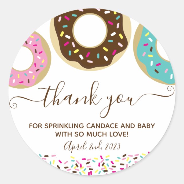Sprinkler mit Liebe Baby Sprinkle Vielen Dank Runder Aufkleber (Vorderseite)