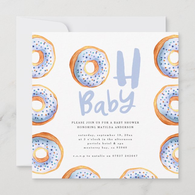 Sprinkler mit Liebe Donut Babydusche Ankündigung (Vorderseite)