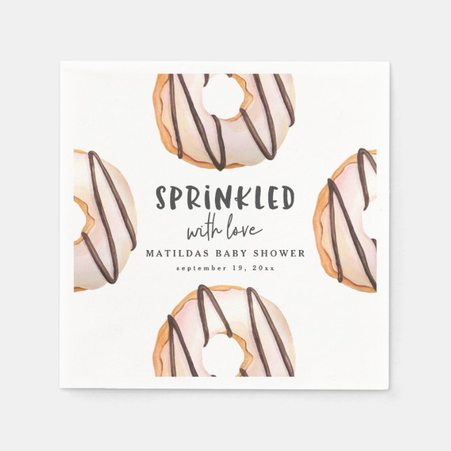Sprinkler mit Liebe Donut Babydusche Serviette (Vorderseite)