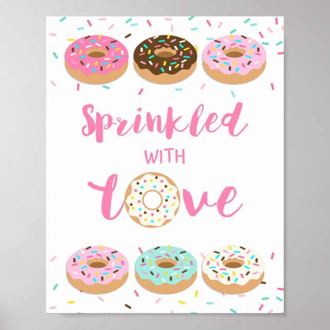 Sprinkler mit Liebe Rosa Duschendusche Tafelschild Poster (Vorne)