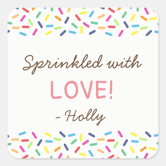 Sprinkler mit Liebe Tags Danke Stickers (Vorderseite)