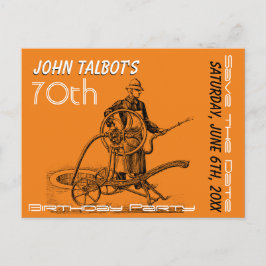 Sprinkler oder Fireman 70. Geburtstag Save the Dat Ankündigungspostkarte