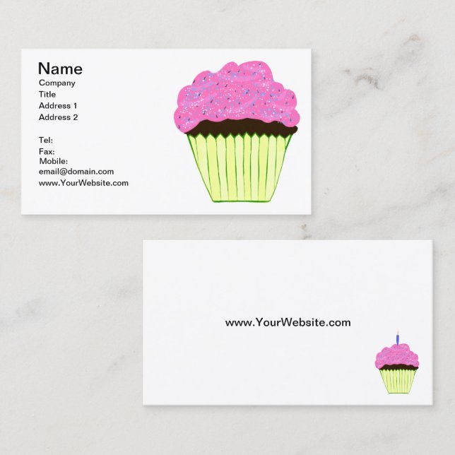Sprinkler rosa Zuckerguss Cupcakes Visitenkarte (Vorne/Hinten)