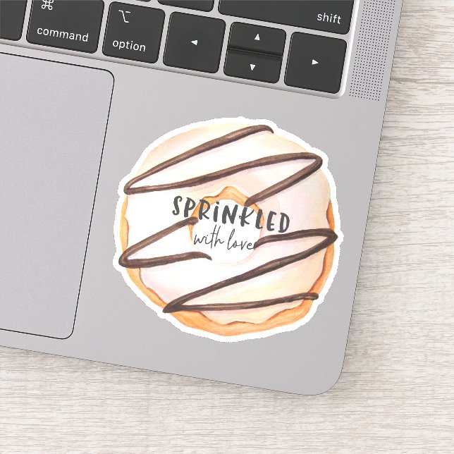 Sprinklergerbt mit Liebe Wasserfarbe Donut Aufkleber (Detail)