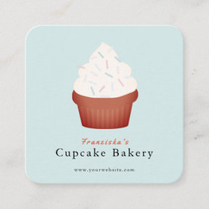 Sprinkles Cupcake Blue Bakery Square Business Card Quadratische Visitenkarte