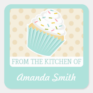 Sprinkles Cupcake Kitchen Labels Quadratischer Aufkleber