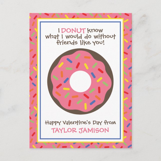 Sprinkles Donut Personalisiert Valentinskarte Postkarte (Vorderseite)