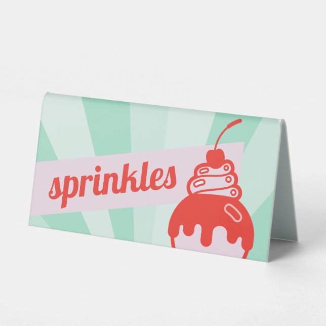 Sprinkles Eiscreme Bar Buffet Zeichen Tischaufsteller (Vorderseite)