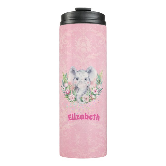 Sprinkles Elefantenmädchen Boho Blumendekor Thermosbecher (Vorderseite)