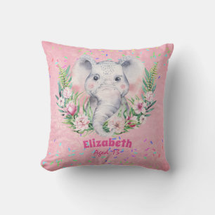 Sprinkles Elephant Boho Floral Girls NAMED Geschen Kissen