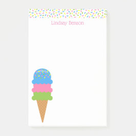 Sprinkles Ice Cream Cone Custom Post-it Notepad Klebezettel