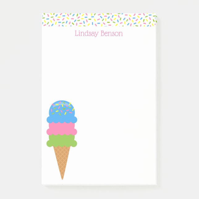 Sprinkles Ice Cream Cone Custom Post-it Notepad Post-it Klebezettel (Vorderseite)