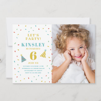 Sprinkles Kids Foto Geburtstagsfeier Einladung