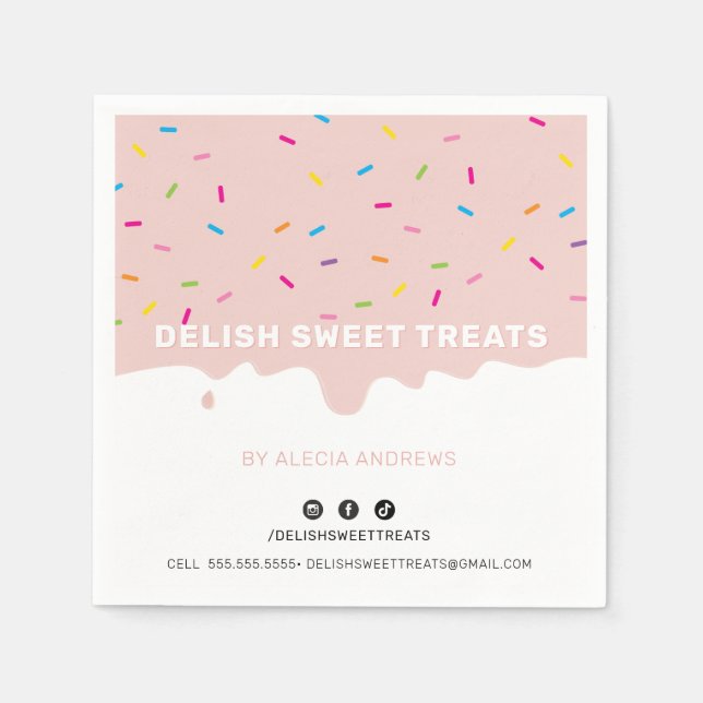 SPRINKLES moderne niedliche Zuckerguss Sprinklen r Serviette (Vorderseite)