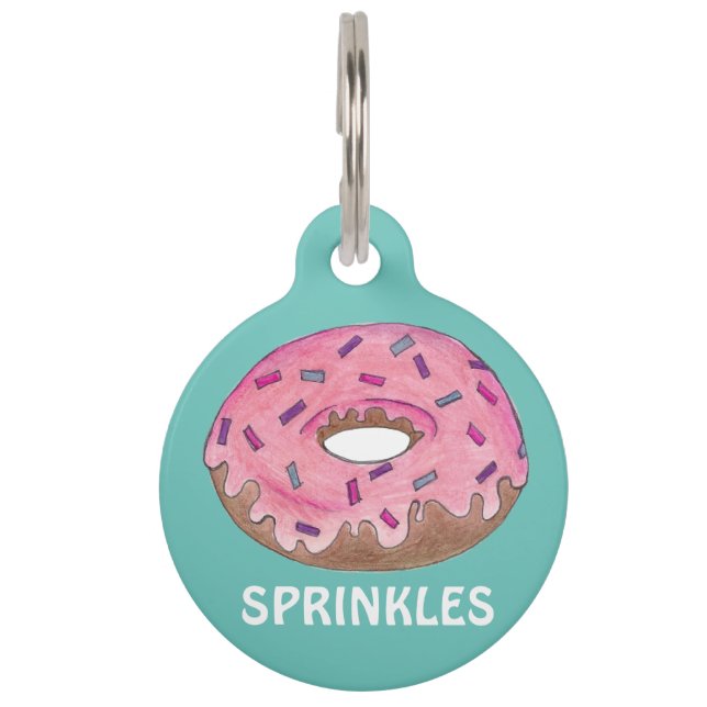 Sprinkles Rosa Donut Doughnut Feinschmecker Dog Pe Tiermarke (Vorderseite)