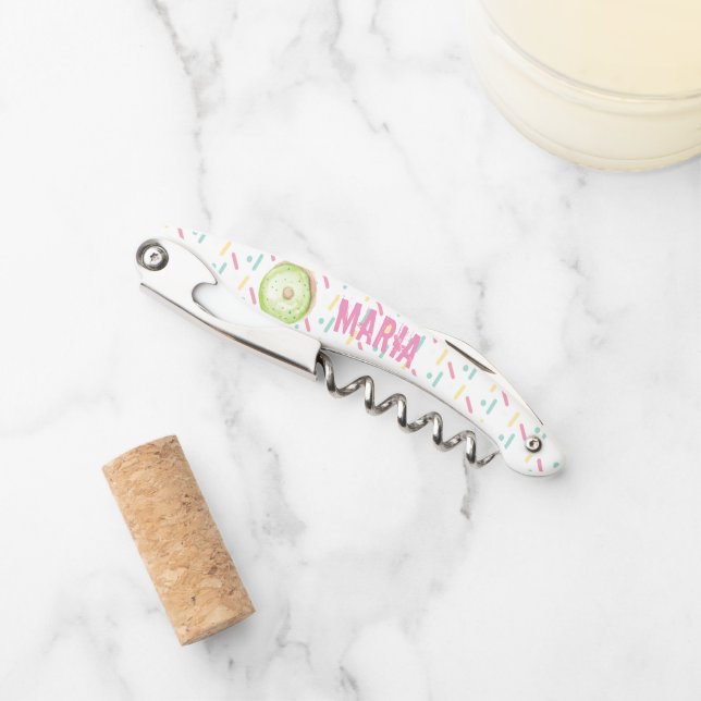 Sprinkles Wasserfarbe Donut Bunter Individuelle Na Kellnermesser (Vorderseite)
