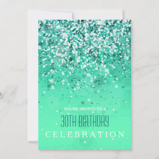 Sprinkling Joy Modern Aqua Green Glitzer Party Einladung
