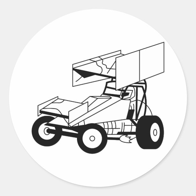 Sprint Car Kontur Runder Aufkleber (Vorderseite)
