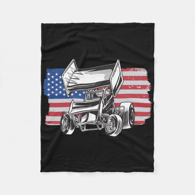 Sprint Car Racing Usa Flag  Fleecedecke (Vorderseite)