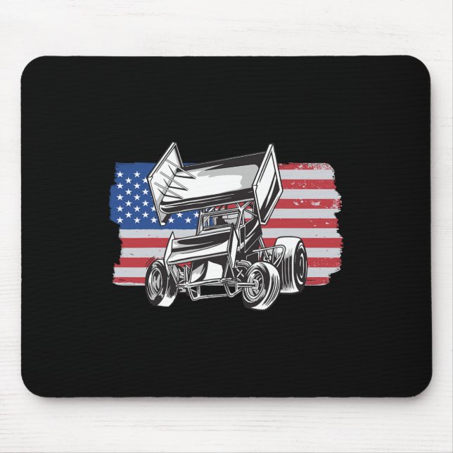 Sprint Car Racing Usa Flag  Mousepad (Vorne)