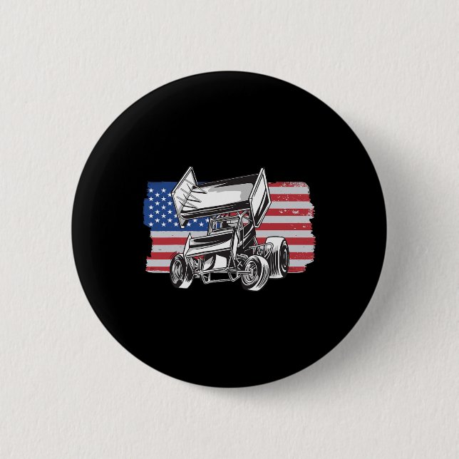 Sprint Car Rennen USA-Flagge  Button (Vorderseite)