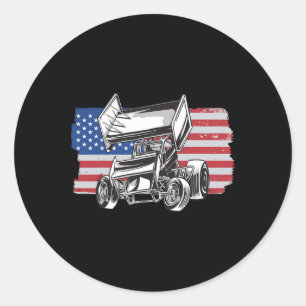 Sprint-Car-Rennens USA-Flagge Runder Aufkleber