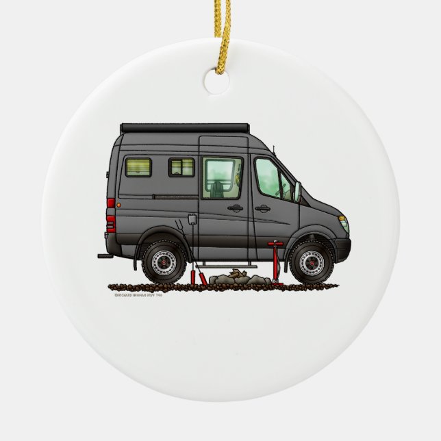 Sprinter Camper Van RV Happy Camper Keramik Ornament (Vorne)