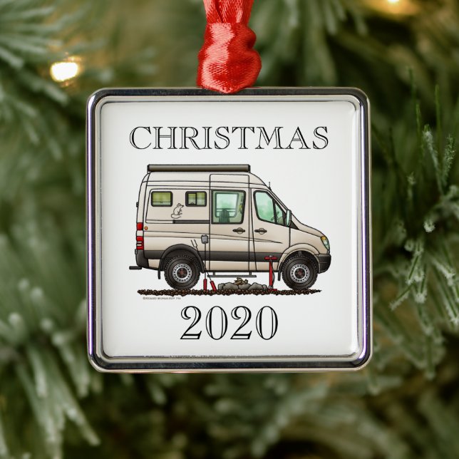 Sprinter Camper Van RV Happy Camper (Ratte) Ornament Aus Metall (Baum)