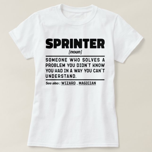 Sprinter Noun Definition Sport Fitness Lover Cool T-Shirt (Design vorne)