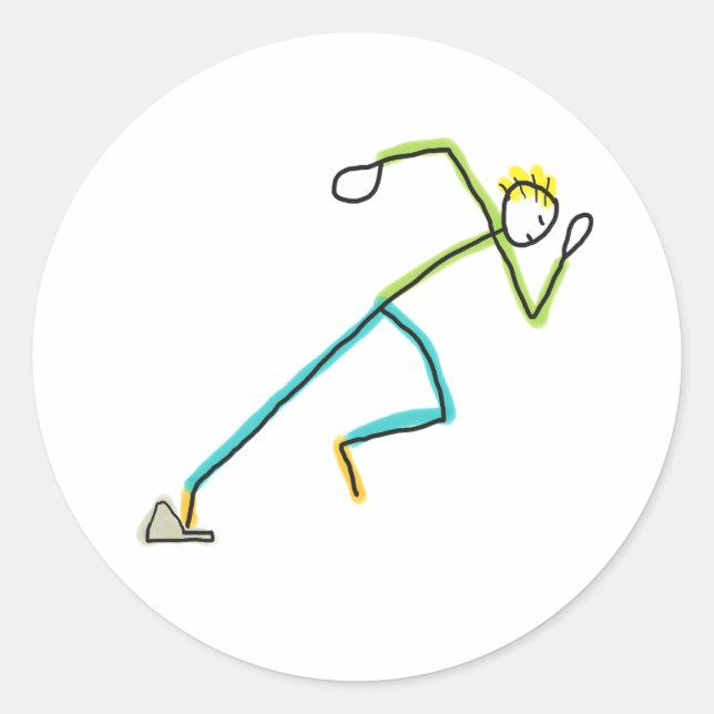 Sprinter Stickman Runder Aufkleber (Vorderseite)
