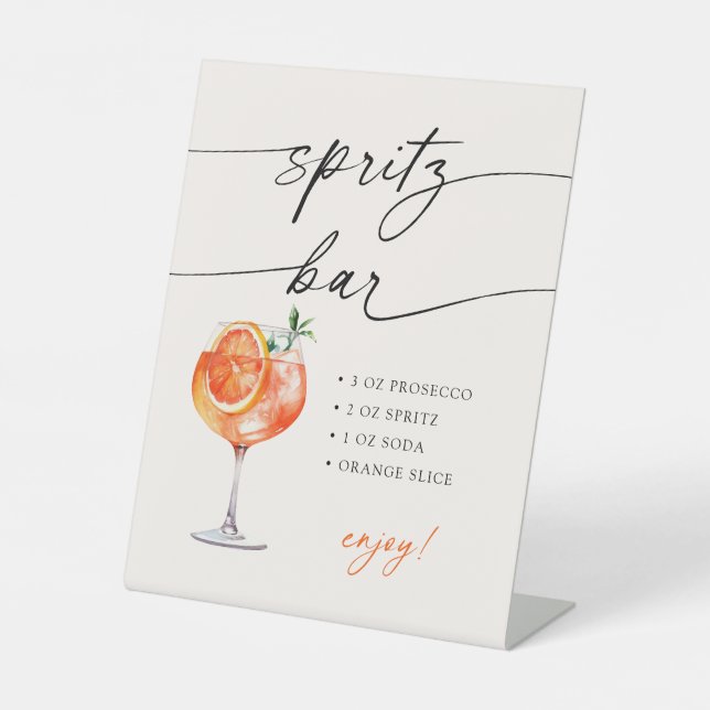 Spritz Bar Moderne Kalligrafie-Tisch-Schild  Sockelschild (Vorderseite)
