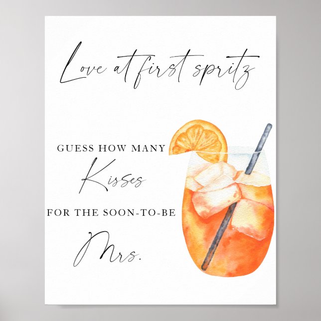 Spritz Brautparty - Wie viele Küsse Spiel Poster (Vorne)