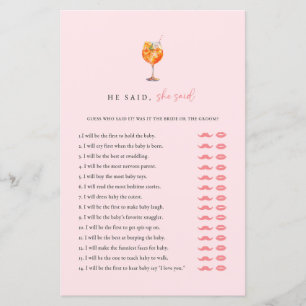 Spritz Er sagte, sie sagte Brautparty Game Card
