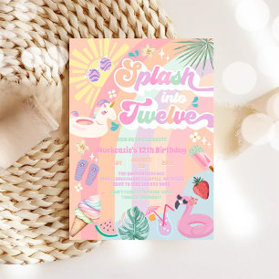 Spritz in die Zwölf Sommer Regenbogen Sonne 12. Ge Einladung
