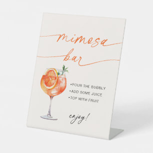 Spritz Mimosa Bar Moderne Kalligrafie-Tischschild  Sockelschild