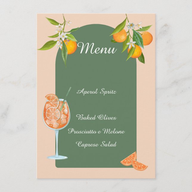 Spritz Sommer Geburtstag Menükarte (Vorderseite)