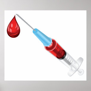 Spritze mit Blut und einem roten Tropfen Poster