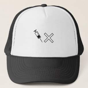 Spritze und x Symbol ohne Impfstoff Truckerkappe