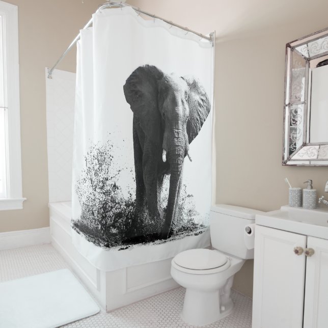 Spritzen des Elefant-Duschvorhangs Duschvorhang (Beispiel)