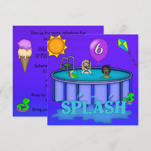 "Spritzen-" Pool-Party-6. Geburtstag Einladung