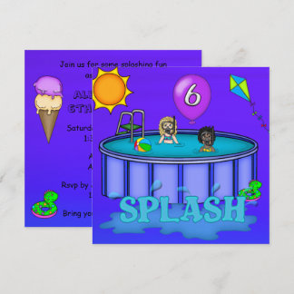 "Spritzen-" Pool-Party-6. Geburtstag Einladung